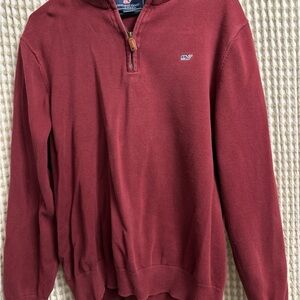 Vineyard Vines Men's Burgundy Zip-Up Sweater